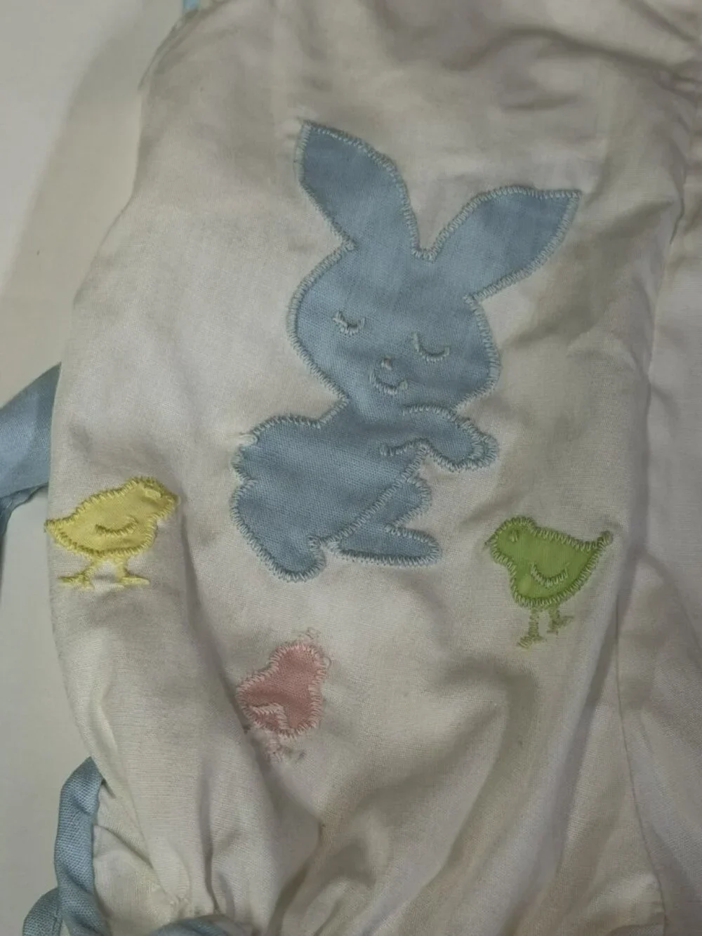 Vintage Betti Terrell 6-9M Baby Romper Embroidered Applique Bunny Rabbits Easter